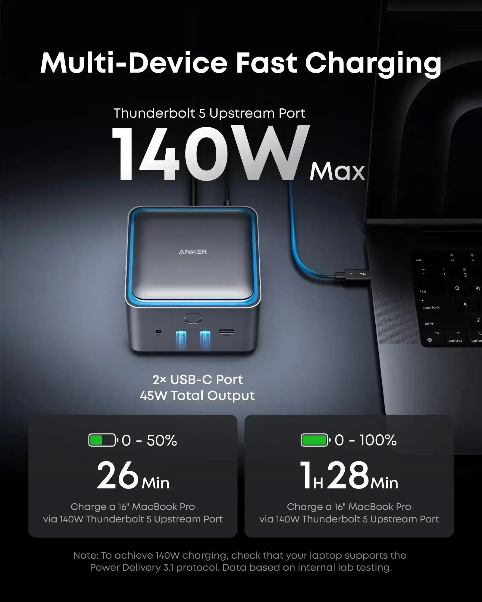 Anker - Prime TB5 Docking Station (14-in-1, 8K, Thunderbolt 5) - Hub USB-C TB5 - Image 6