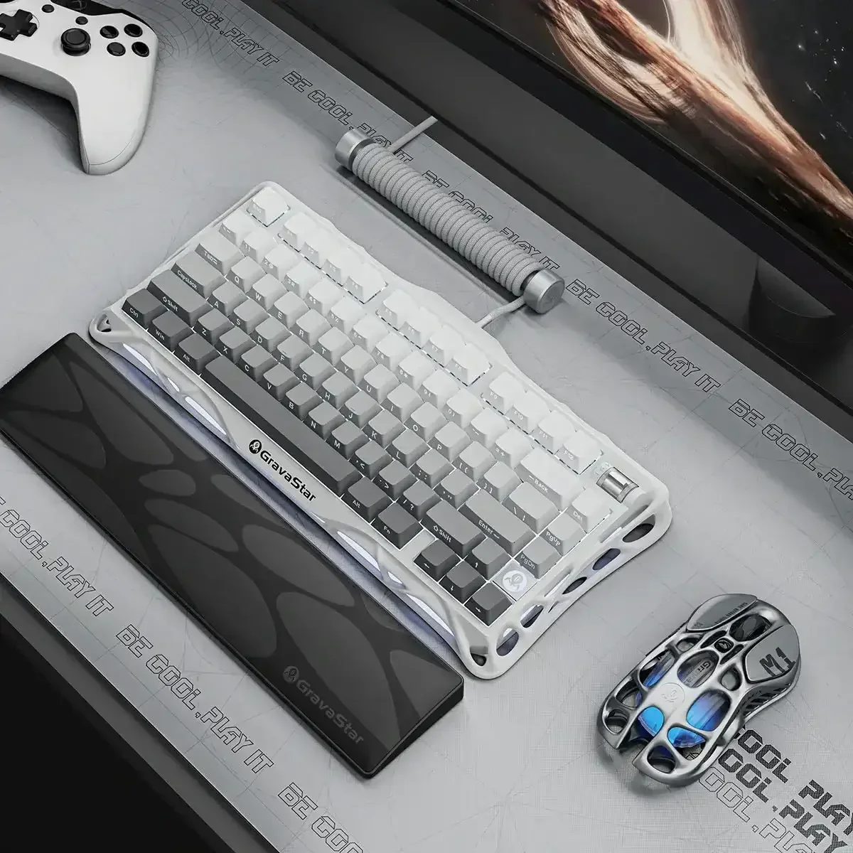 GravaStar - Mercury K1 Gradient White Wireless Mechanical Keyboard - Bezprzewodowa Klawiatura Mechaniczna - Image 6