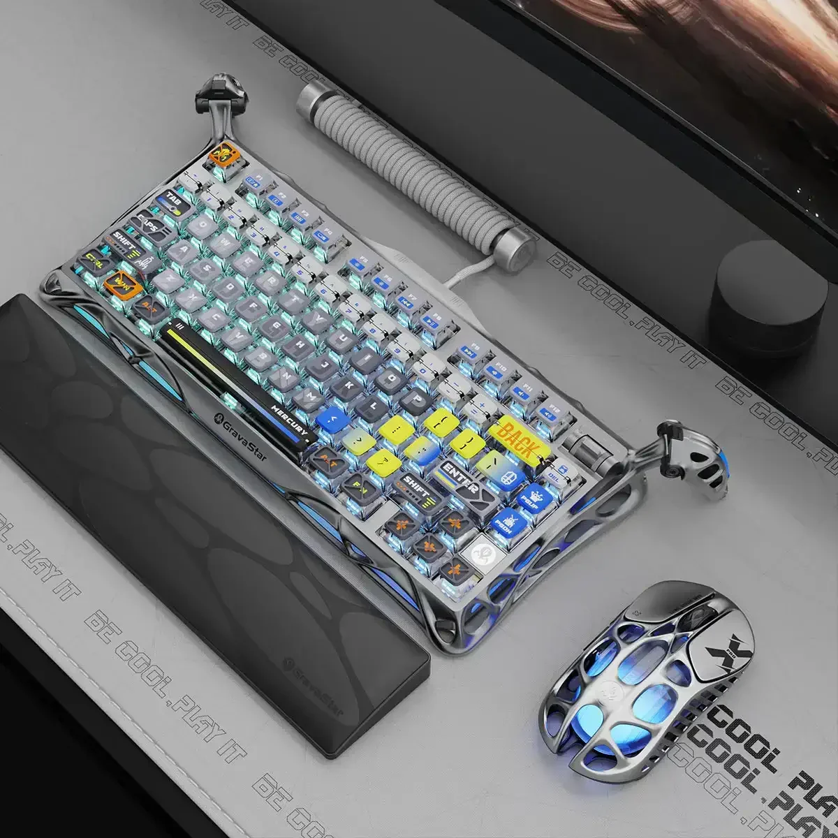 GravaStar - Mercury K1 Pro Interstellar Silver Wireless Mechanical Keyboard - Bezprzewodowa Klawiatura Mechaniczna - Image 7