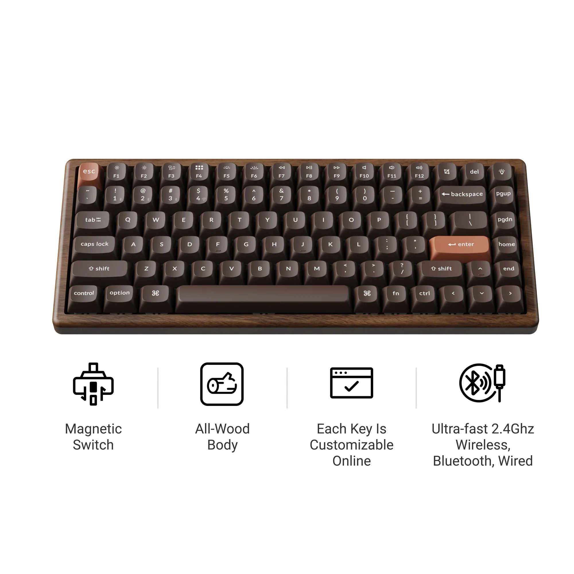 Keychron - K2 HE Wireless Magnetic Switch Custom Keyboard All-Wood Special Edition - Bezprzewodowa Drewniana Klawiatura Magnetyczna - Image 2