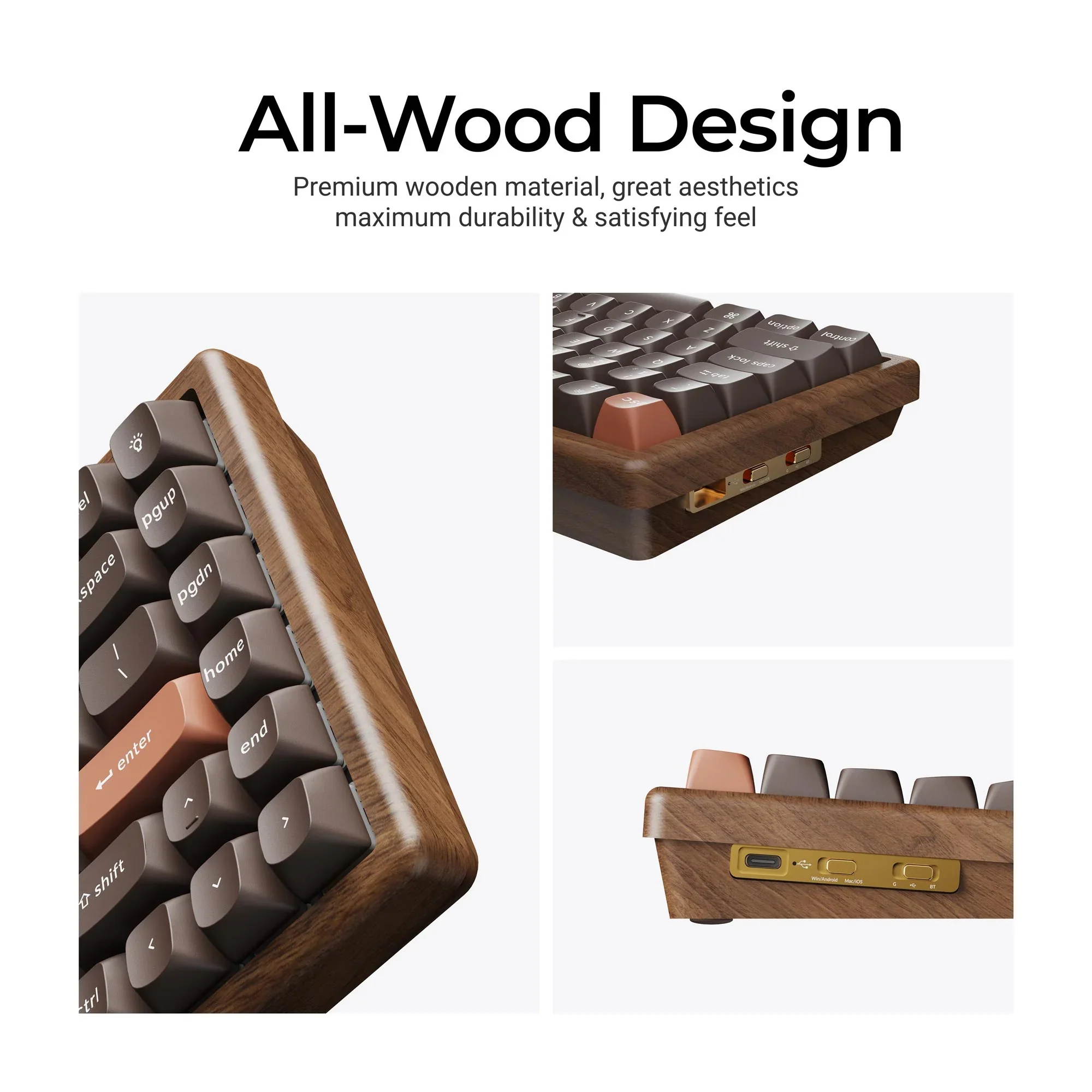 Keychron - K2 HE Wireless Magnetic Switch Custom Keyboard All-Wood Special Edition - Bezprzewodowa Drewniana Klawiatura Magnetyczna - Image 3