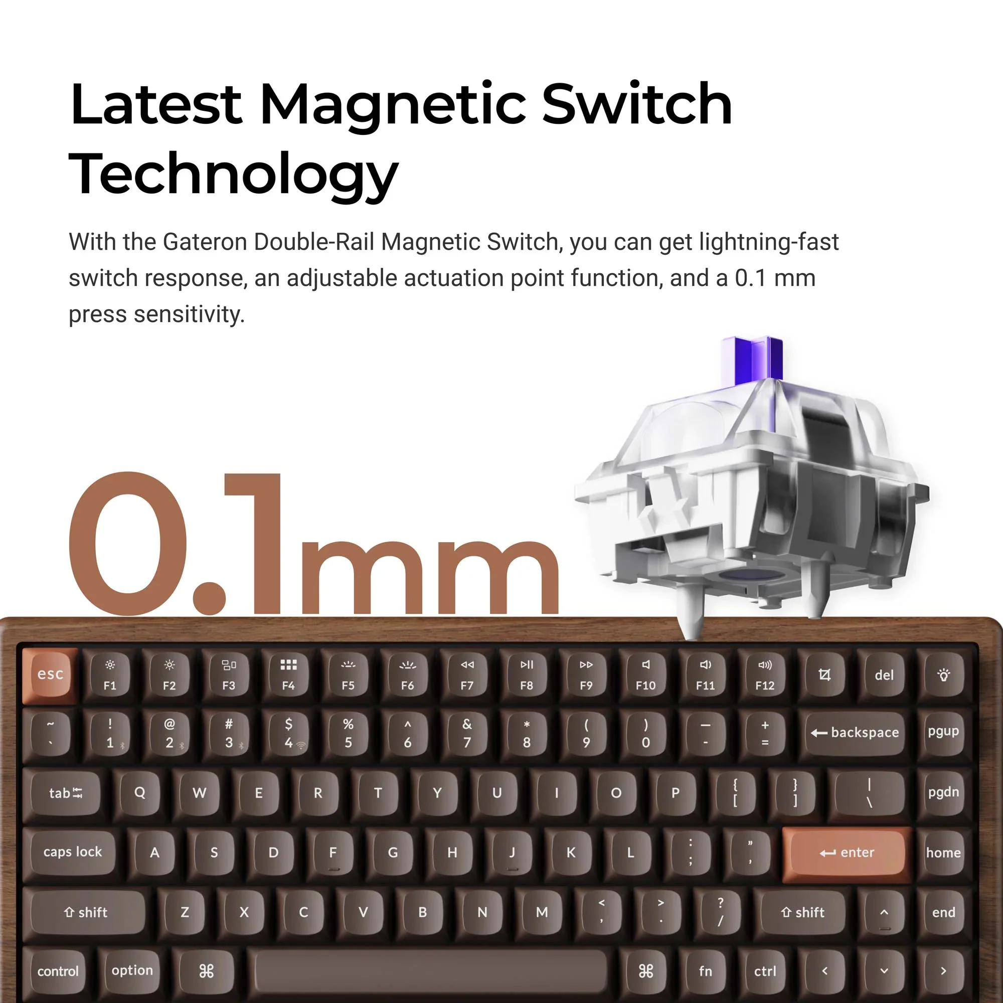 Keychron - K2 HE Wireless Magnetic Switch Custom Keyboard All-Wood Special Edition - Bezprzewodowa Drewniana Klawiatura Magnetyczna - Image 4