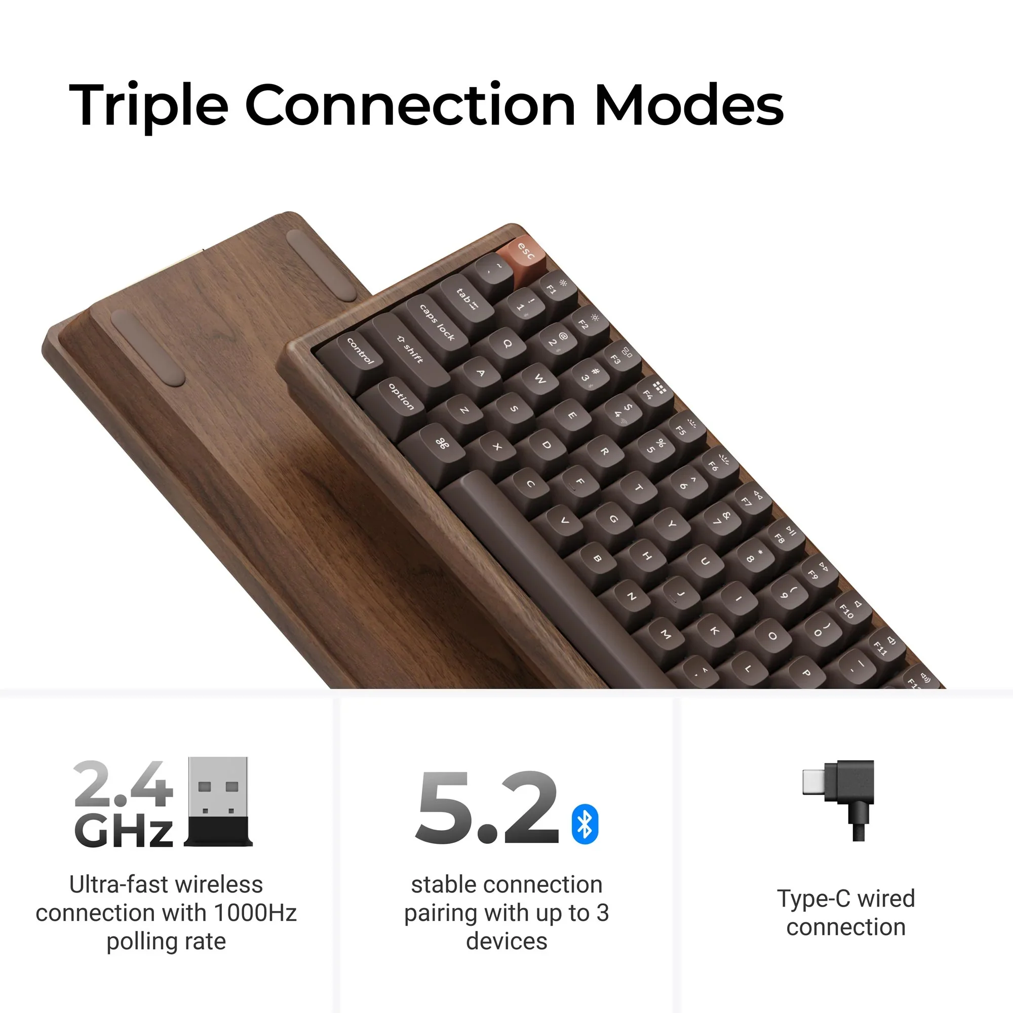 Keychron - K2 HE Wireless Magnetic Switch Custom Keyboard All-Wood Special Edition - Bezprzewodowa Drewniana Klawiatura Magnetyczna - Image 6