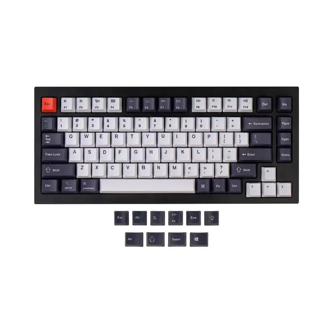 Keychron Keycaps - OEM Dye-Sub PBT Keycap Set - Bluish Black White