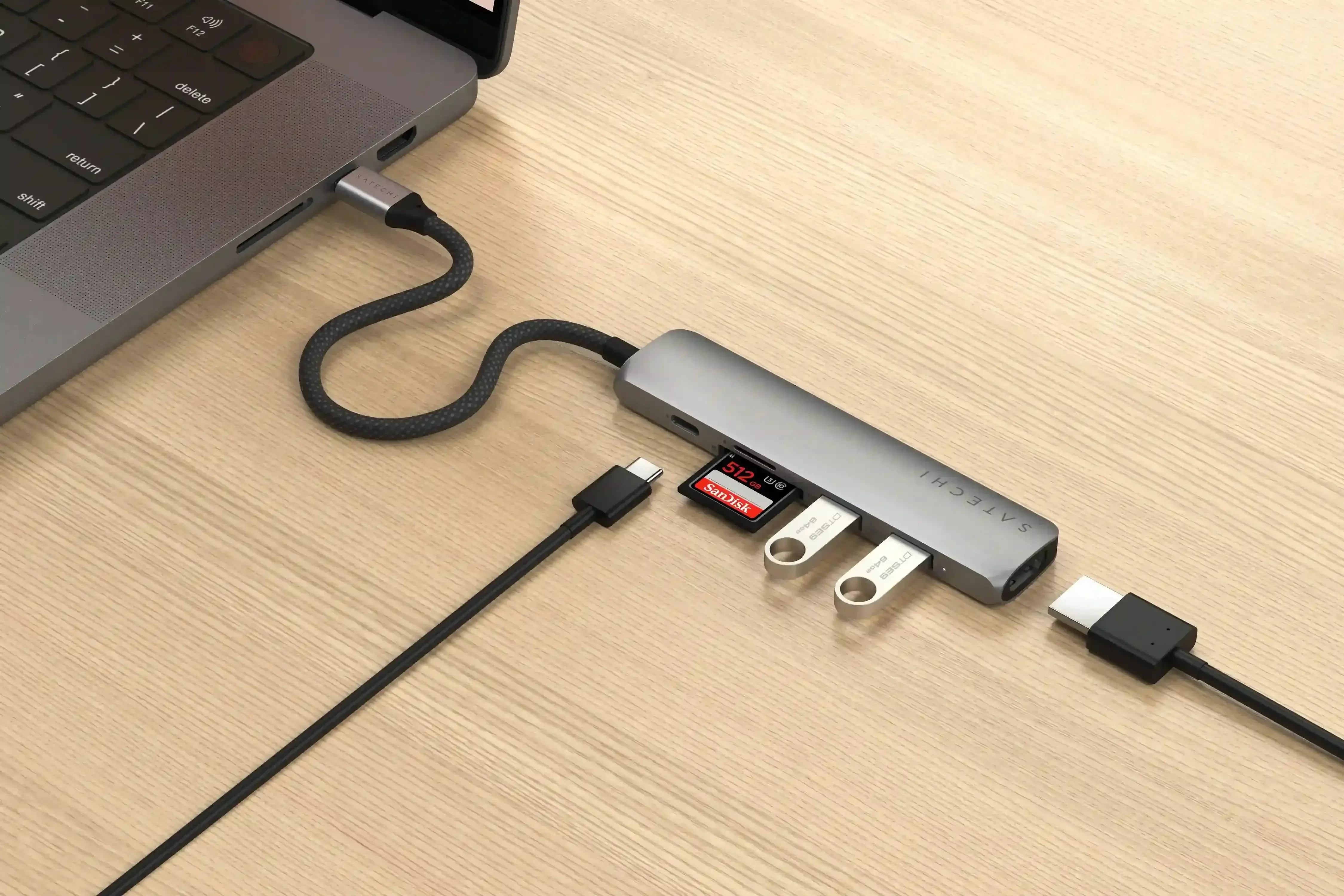Satechi - 6-in-1 USB-C Slim Multiport Adapter - Wieloportowy Adapter USB-C - Image 4
