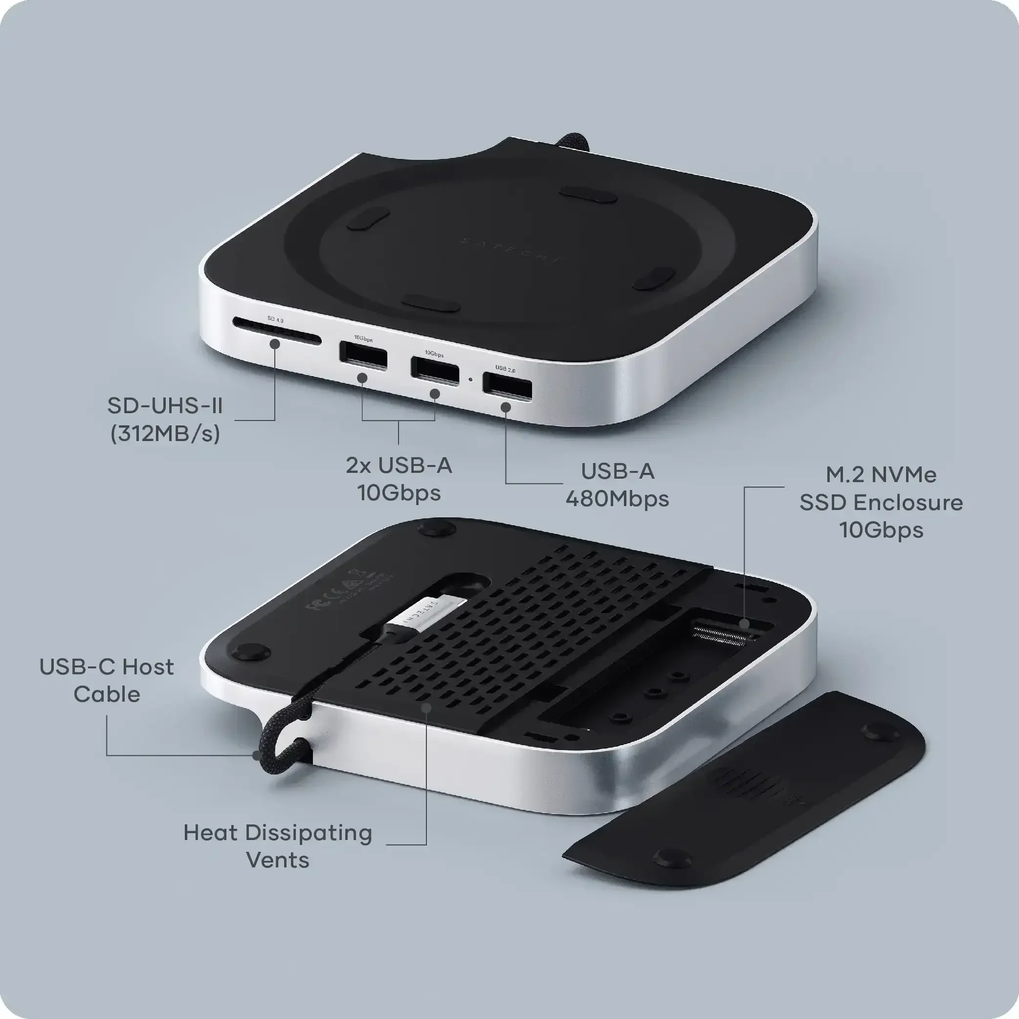 Satechi - Mac Mini M4 Stand & Hub with SSD Enclosure - Podstawka Hub do Mac Mini M4 - Image 5
