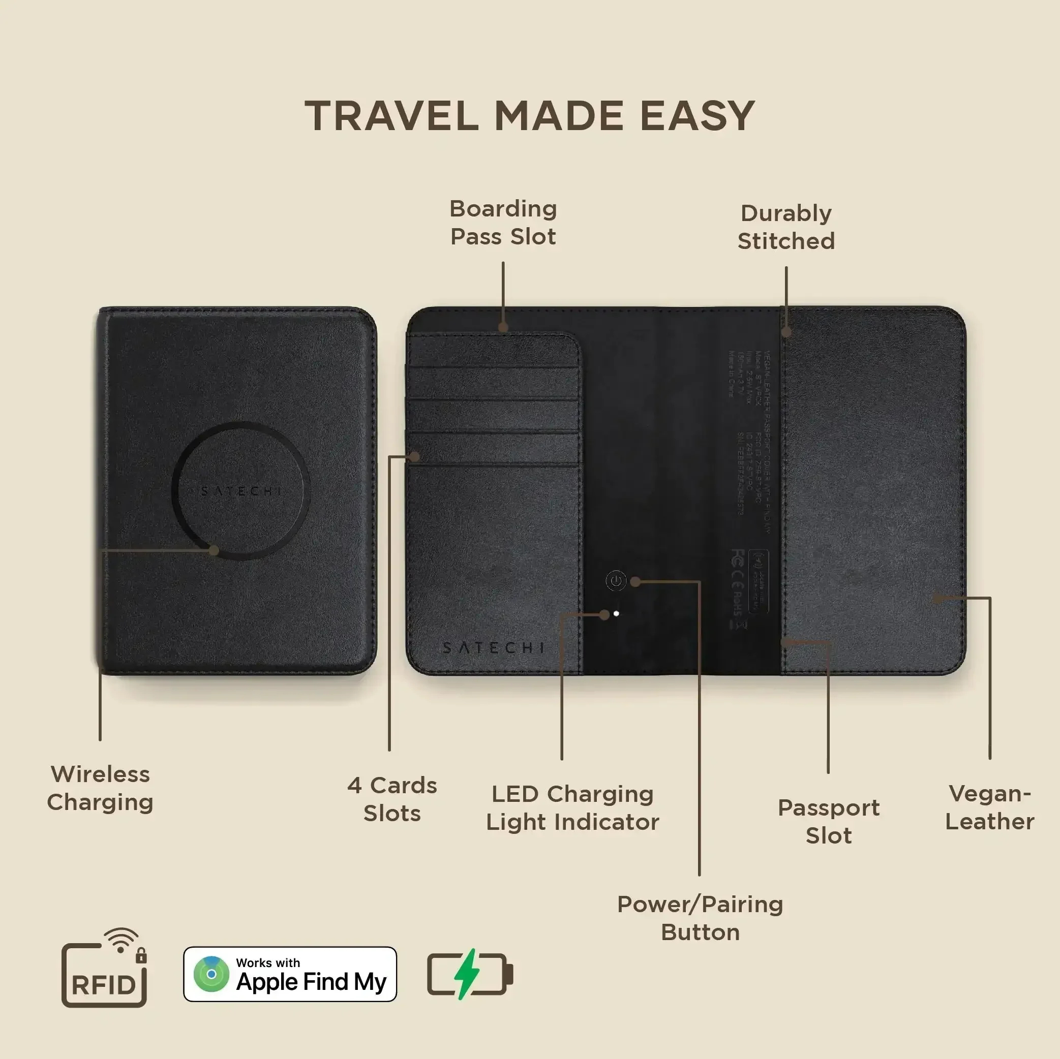 Satechi - Vegan - Leather Passport Cover with Find My - Etui na Paszport z Funkcją Śledzenia - Image 7